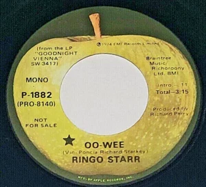 ✲MINT✲ BEATLES RINGO STARR '74 'OO-WEE' APPLE P-1882 DJ PROMO 45 PRO-8140 ✲ MONO - Picture 1 of 12