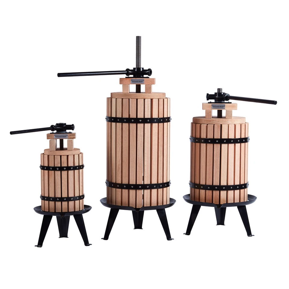COTTAGE MAID® Fruit Vegetable Press Oak/Steel Cider, Natural Juices, Wines, Home Made Produce