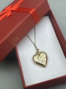VTG Antique Victorian Gold Filled Etched Photo Locket Floral Unengraved GF Chain - Picture 1 of 12
