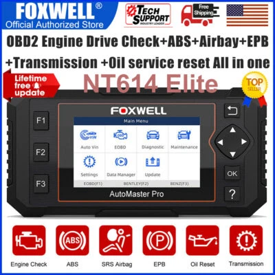 Lector de códigos de diagnóstico automático OBD2 motor ABS SRS EPB herramienta de escáner de restablecimiento Foxwell Foto 1 de 4