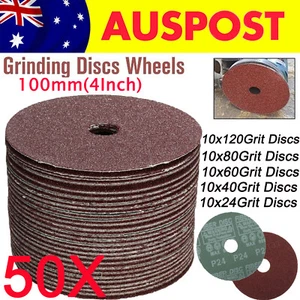 50X 100mm 4" Fibre Sanding Grinding Discs Wheels mixed 24-120 Grit Angle Grinder - Picture 1 of 7