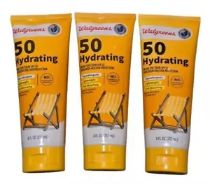 Walgreens Hydrating Sunscreen Lotion SPF 50 Broad Spectrum 8oz (3 Pack) Exp 1/26 - Picture 1 of 4