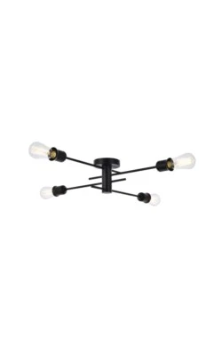 Elegant Lighting LD7050F26 Xavier 4 Light 26"W Semi-Flush Ceiling - Black - Image 1 of 4