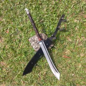 Hand Forged Viking Sword Full Tang With Carved Eagle Head Pommel Leather Sheath - Picture 1 of 5