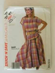 McCalls Stitch N Save 2321 Muster Misses Top Rock Größe A 6 8 10 ungeschnitten Vintage 1986 - Bild 1 von 8