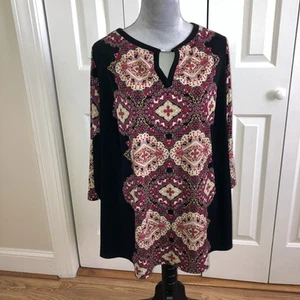 Susan Graver 3x Black Multi Color Top Blouse - Picture 1 of 9