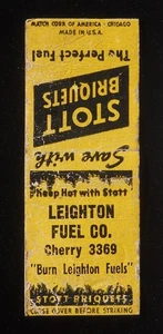 1940er Leighton Fuel Co sparen mit Stott Briketts heiß halten mit Stott Minneapolis MN - Bild 1 von 2