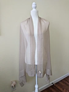 Vintage 100 % Seide Glentex groß 24 x 72 Zoll Halstuch Schal einfarbig beige Hohlsaum Japan - Bild 1 von 6