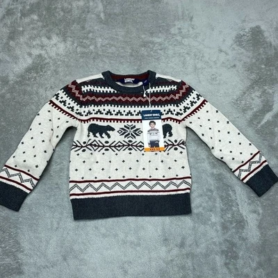 Lands End Kids XXS Bear Holiday Sweater Cotton Winter Knit a0789 - Image 1 of 4