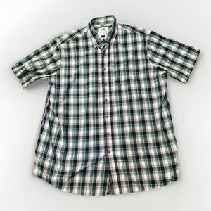 HB Harbor Bay Shirt Mens 1XLT Green Plaid Cotton Button Down Short Sleeve - Picture 1 of 4