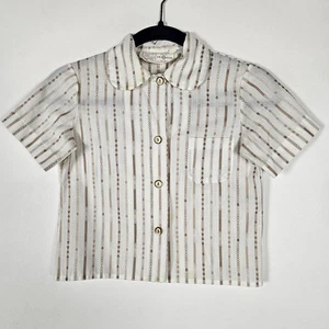 Vintage Girl Scouts Of America Striped Youth Size 8 Short Sleeve Button Shirt - Picture 1 of 7