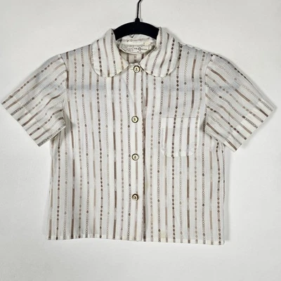 Vintage Girl Scouts Of America Striped Youth Size 8 Short Sleeve Button Shirt - Image 1 of 4