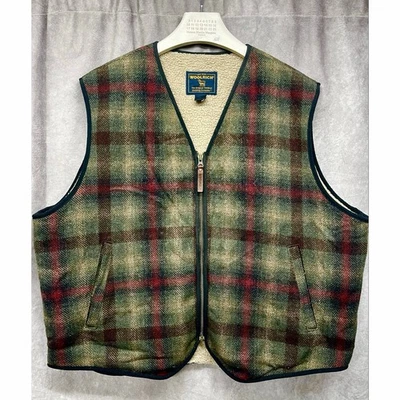 Colete Woolrich Vintage Masculino Xadrez Mistura de Lã Sherpa Forrado Zíper Completo 412 - Imagem 1 de 4