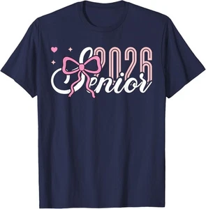 Senior 2026 Coquette Pink Bow Graduation 2026 Class of 2026 T-Shirt Hoodie - Picture 1 of 11