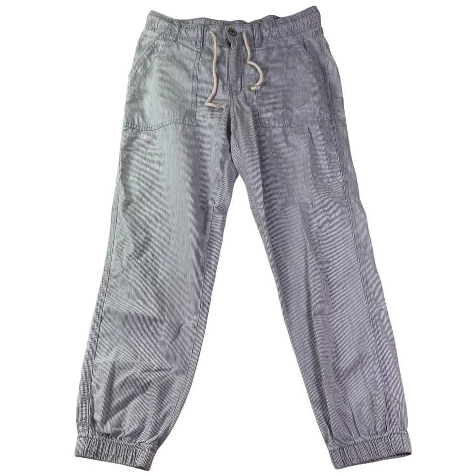 Pantalones de chándal American Eagle para mujer 8 azul blanco a rayas algodón cordón Foto 1 de 4
