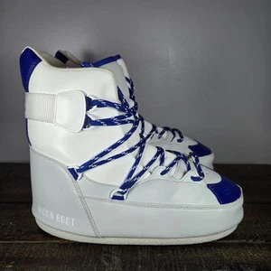 Tecnica Moon Boots sneaker alte donna taglia 9,5/10 bianco blu stivali da neve - Foto 1 di 12