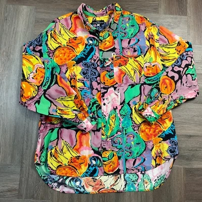 Vintage Guess by Georges Marciano Shirt Mens XL Tropical Fruit Print Button 80s - Image 1 of 4