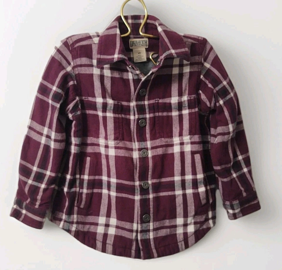 Duluth Trading 4T Niño Pequeño Forrado a Cuadros Franela Pesado A Presión Frontal Chaqueta Tareas Abrigo Foto 1 de 4