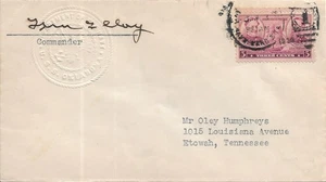 1934 USS Oklahoma BB-37 to Etowah, TN signed by C.O. (N9229) - Picture 1 of 2