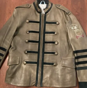 Very Rare Vintage La Martina Military Style Leather Jacket Size 2 - Picture 1 of 9