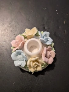 VINTAGE PORCELAIN FLORAL CANDLE HOLDER MADE IN JAPAN - Picture 1 of 5