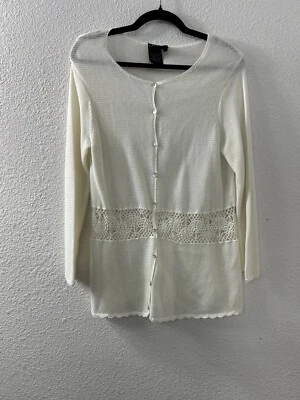 Cárdigan Lana Lee Mujer Talla S/P Blanco Tejido Botón Frontal Coqueta Delicada Femenina Foto 1 de 4