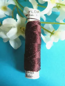 800BBIS / Superb Coil Drawstring Silk Natural " Flora " Burgundy Zwicky N°1226 - Picture 1 of 2