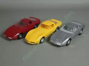 3 Vtg 1980 1984 Chevrolet Corvette Plastic Dealer Promo Cars Silver Yellow Red - Picture 1 of 7