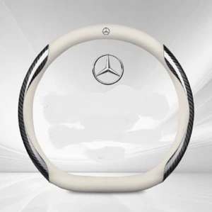 15" PU Leather+Carbon fiber Steering Wheel Cover For Mercedes Benz A B C-Class - Picture 1 of 9