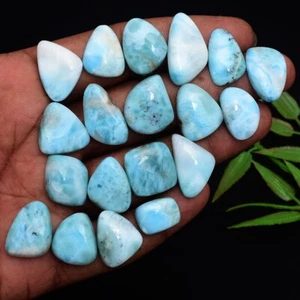 19 Pcs Natural Larimar Untreated 14mm-24mm Cabochon Glossy Loose Gemstones Lot - Picture 1 of 6