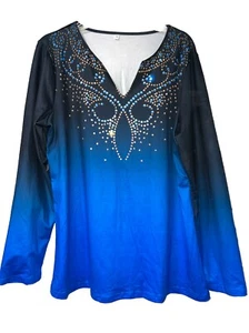 Blue Black Gold Tunic Top Blouse Women’s XL - Picture 1 of 4