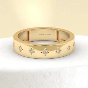Gold Diamant Eternity Bandring, Starburst Ring 14K Gelbgold Bandring Damen - Bild 1 von 7