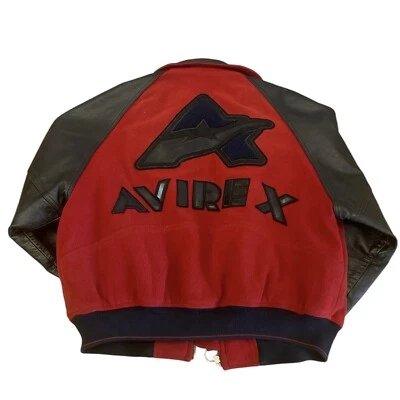 Vintage Avirex Wool Leather Jacket 90s Rap Hip Hop - Image 1 of 4