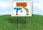 ROGER KICKED CANCER 18in x 24in Yard sign with Stand