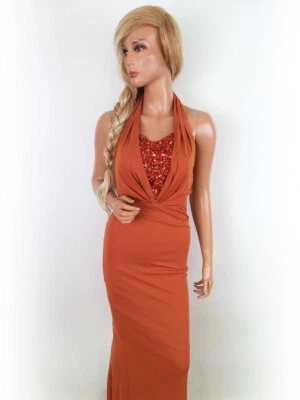 Mango  T. S Naranja Larga Vestido bodycon Viscosa Sin mangas Lentejuelas - Imagen 1 de 4