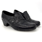Clarks Bendables Ingalls Geneva Women Black Leather Heels Shoe Loafer 62723 7.5W