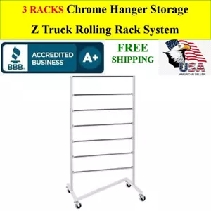 3 RACKS Chrome Hanger Rack Storage System 7 Tier Rolling Wheels Z-TRUCK - Picture 1 of 2