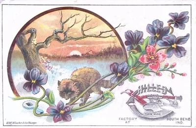 Tarjeta comercial vintage Oliver Chilled Plow Works mapache litografía años 1800 Foto 1 de 3