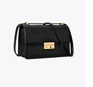 TORY BURCH T monogram leather convertible crossbody bag -BLACK (Has scratch) - Picture 1 of 18