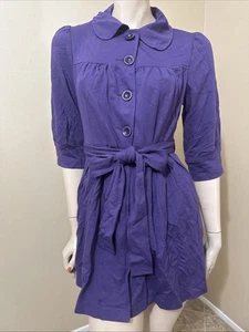 Giacca tunica donna viola rayon casual elasticizzata cintura colletto bottoni taglia L - Foto 1 di 23