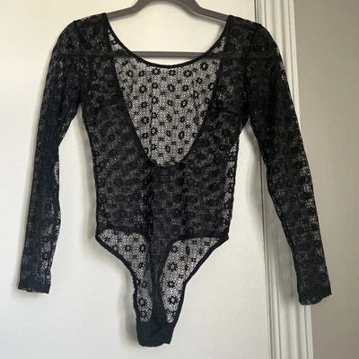 Victoria Secret Talla XS Negro Encaje Malla Lencería Tanga Body $58 Nuevo con Etiquetas Foto 1 de 4