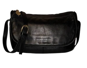 Borsa a tracolla Stone Mountain in pelle nera con zip e tracolla vintage - Foto 1 di 24