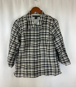 EUC Silkland Damen L Jacke 100 % Seide schwarz weiß kariert Kragen Reißverschluss Vintage leicht - Bild 1 von 8