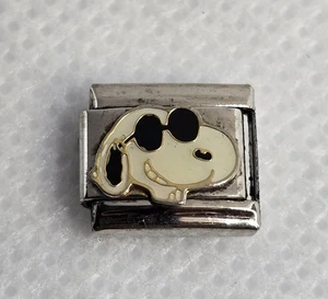 Snoopy Peanuts Hund Emaille 18K Gelbgold italienisches Bettelarmband Gliederarmband Charm - Bild 1 von 2