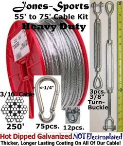 Jones-Sports Jaula de Bateo Cable Suspensión Kit 70' Resistente Interior y Exterior - Imagen 1 de 6