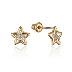 Regalo niñas o baby shower mide 3mm Aritos de oro para niñas Oro 14K - Picture 1 of 2