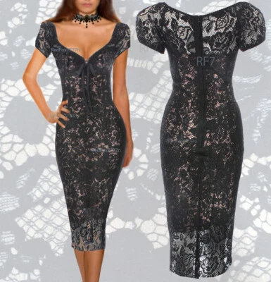 ¡OFERTA! $9,500 DOLCE & GABBANA ITALIA Pasarela ENCAJE Vestido Negro Talla 40-42 Foto 1 de 4