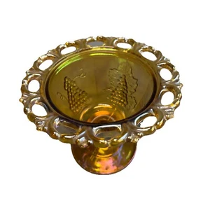 Vintage Ernte Traube Ringelblume Karneval Glas Standfuß Obst Kompott oder Süßigkeiten - Bild 1 von 6