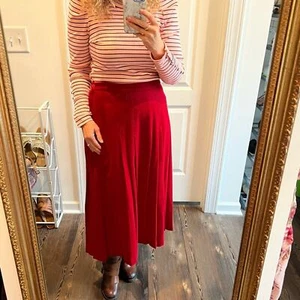 Vintage cottage tailor red wool pleated skirt size large Union made - Picture 1 of 11
