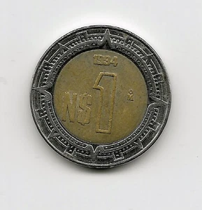 World Coins - Mexico 1 Nuevo Peso 1994 Bimetallic Coin KM# 550 - Picture 1 of 3